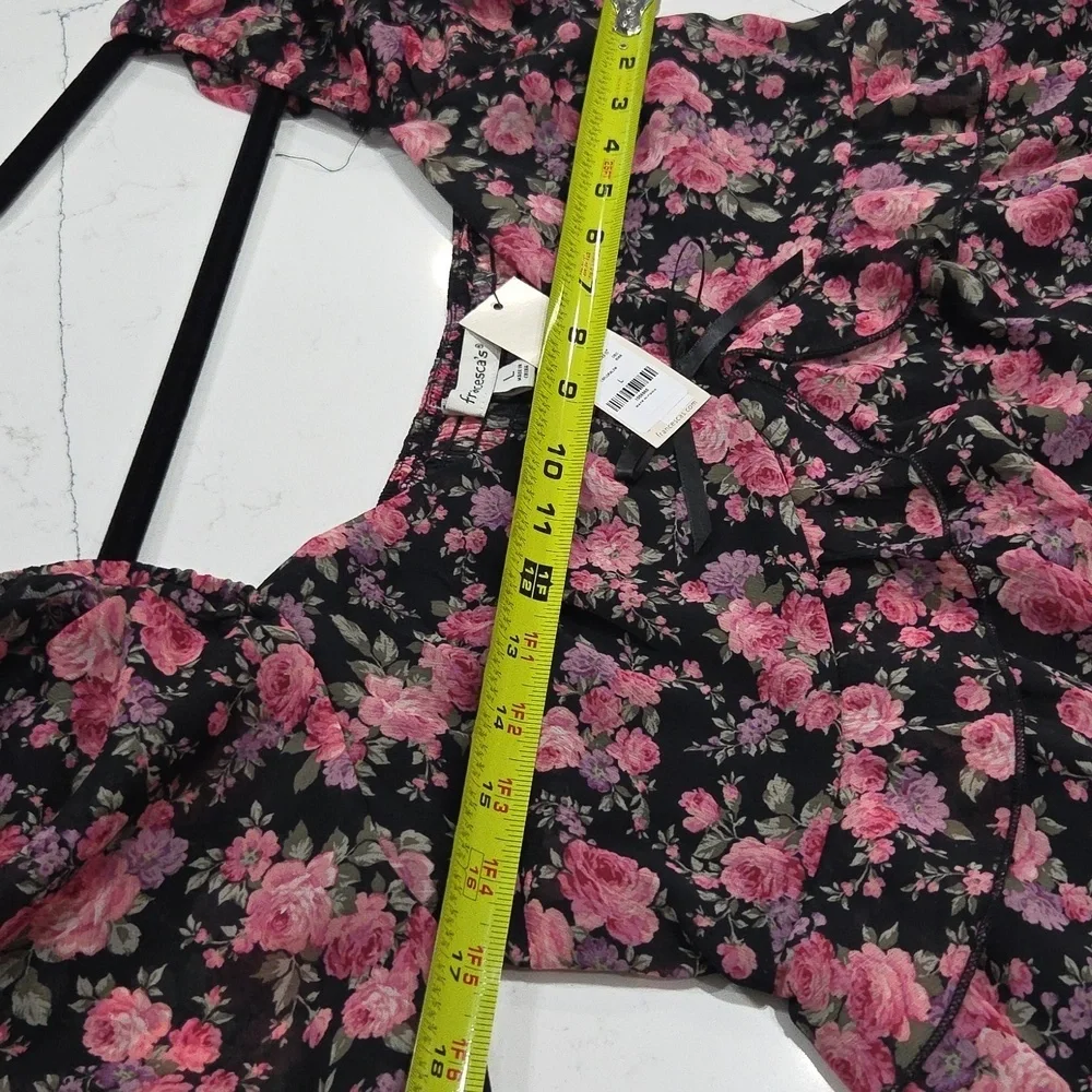 Francesca's Black Floral Dress with Pink Accents SzL New With Tag - Picture 7 of 12